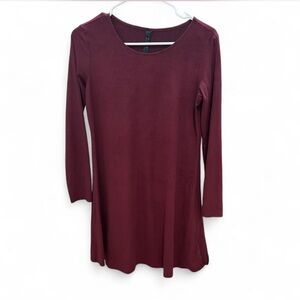 vintage suede burgundy long sleeve tunic / shift dress